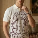 Ivory Graphic Knit Polo