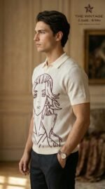 Ivory Graphic Knit Polo - Image 2