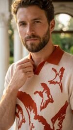 Ivory Rust Bird Graphic Polo - Image 3