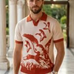 Ivory Rust Bird Graphic Polo