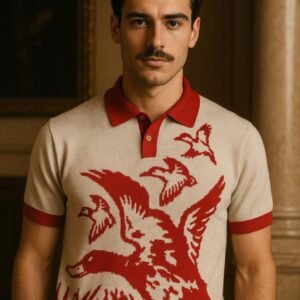 Bird Print Polo Shirt (Men)
