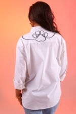 Dog Line Art Printed Shirt – White (Women) - Image 3