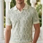 Sage Geometric Knit Polo