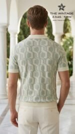 Sage Geometric Knit Polo - Image 3