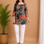 Multicolor Patch Floral Straight Kurti