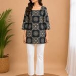 Charcoal Medallion Straight Kurti