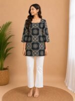 Charcoal Medallion Straight Kurti