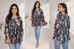 Navy Pink Floral Peplum Top — Additional view 3