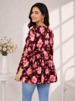 Wine Pink Floral Peplum Top — Additional view 1