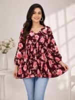 Wine Pink Floral Peplum Top — Additional view 2