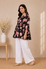 Black Pink Floral Peplum Top — Additional view 2