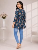 Navy Gold Floral Peplum Top — Additional view 2