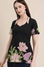 Black Lotus Lace-Up Back Top - Image 2