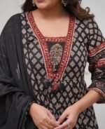 Black & Red Block Print Anarkali Kurti - Image 2