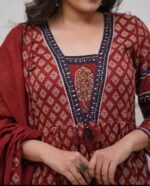 Black & Red Block Print Anarkali Kurti - Image 4