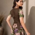 Brown Lotus Lace-Up Back Top