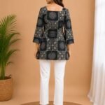 Charcoal Medallion Tie-Back Top