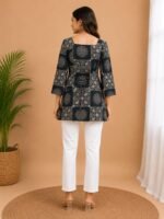 Charcoal Medallion Tie-Back Top