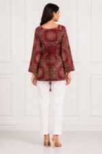 Maroon Medallion Tie-Back Top