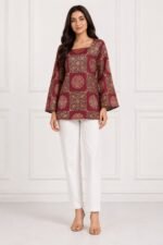 Maroon Medallion Tie-Back Top - Image 2