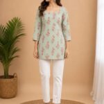 Mint Pink Floral Tie-Back Top