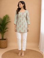 Mint Pink Floral Tie-Back Top