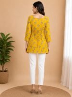 Mustard Grey Sprig Tie-Back Top - Image 2