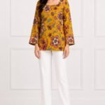 Mustard Multicolor Paisley Tie-Back Top