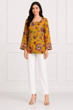 Mustard Multicolor Paisley Tie-Back Top