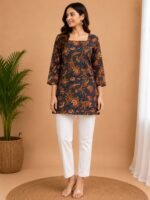 Navy Rust Paisley Tie-Back Top - Image 2