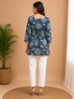 Steel Blue Floral Tie-Back Top - Image 2
