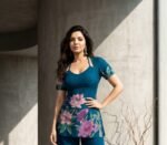 Teal Lotus Lace-Up Back Top - Image 2